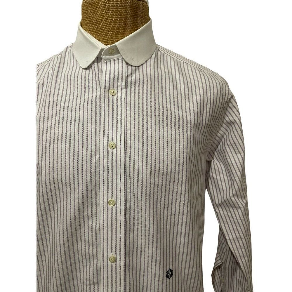 INDIVIDUALIZED SHIRTS Dress Shirt‎ Purple White Contrast Eyelet Collar Size 16.5